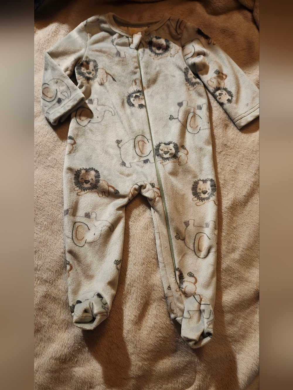 Cozy Safari Print Light Blue Footed One-Piece for Kids